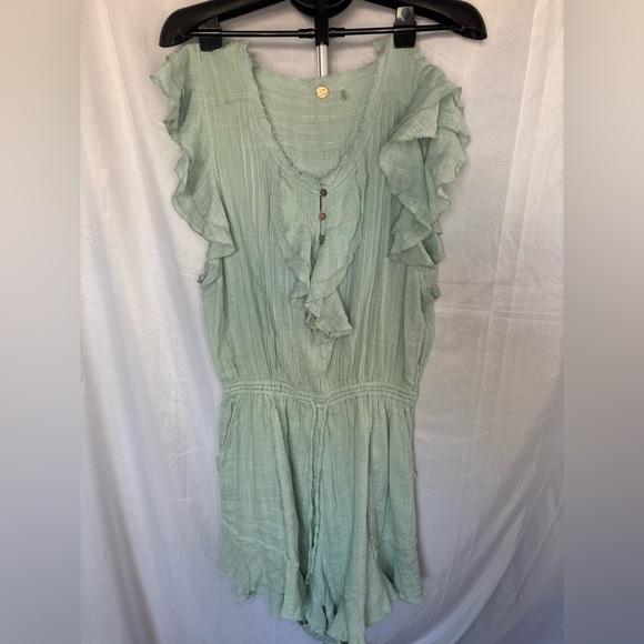free people movement Pants - FP Movement by Free People Mint Ruffle Shorts Romper #136